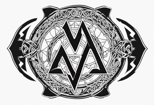 Valhalla  round shield axe
Valknut barbed wire chains tattoo idea