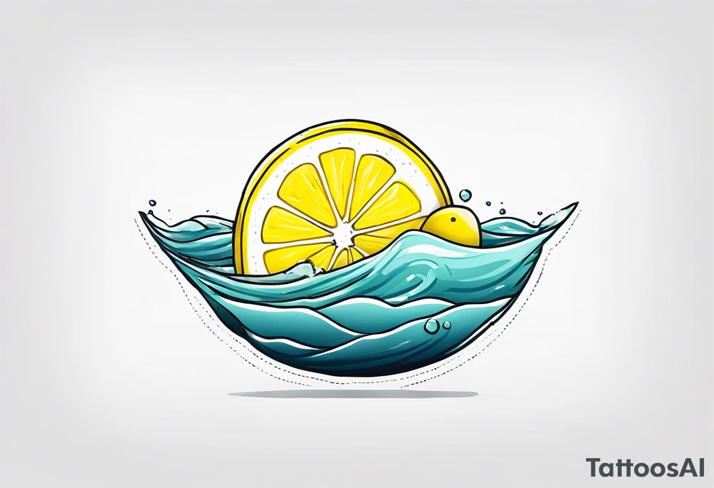 A lemon floats on the ocean tattoo idea