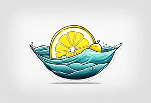 A lemon floats on the ocean tattoo idea