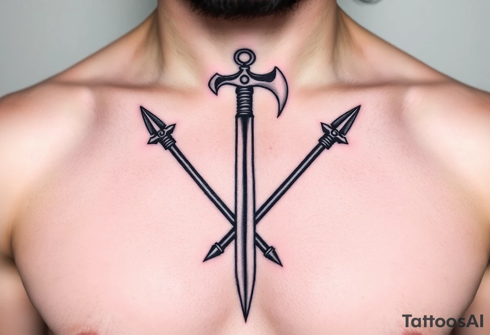 2 Roman spears
 an axe 
A sword tattoo idea