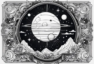 straight line, space, nature tattoo idea