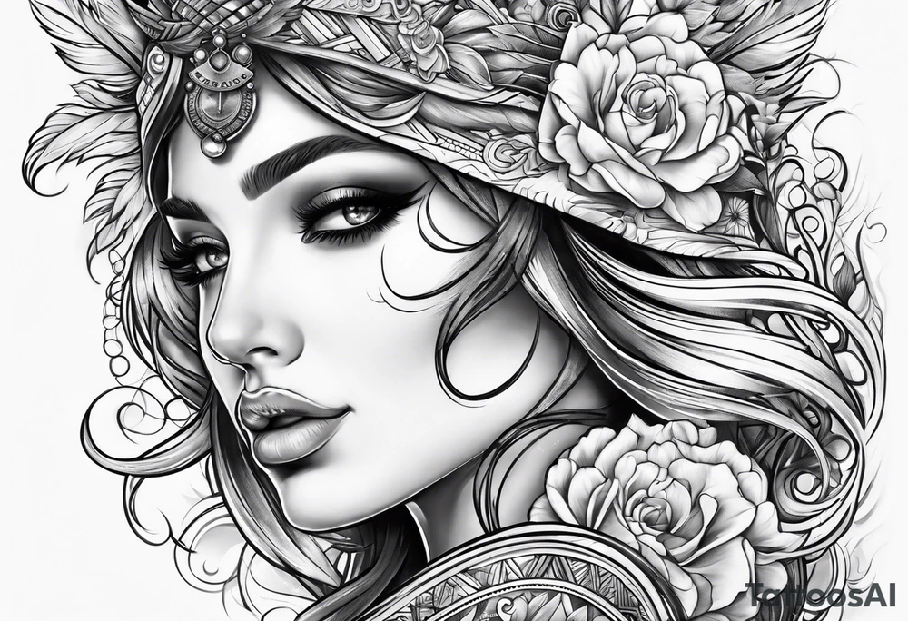 cool modern sleave on right arm tattoo idea