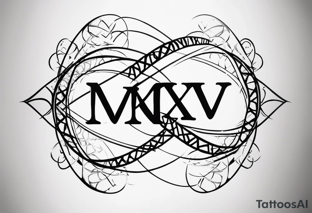 VIII_XXV_MMXVII with a DNA strand interterwined tattoo idea VIII_XXV_MMXVII with a DNA strand interterwined tattoo idea