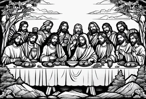 jesus at the last supper on a cliff tattoo idea
