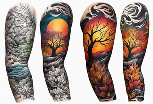 Arm Sleeve Tattoo with fall colors tattoo idea