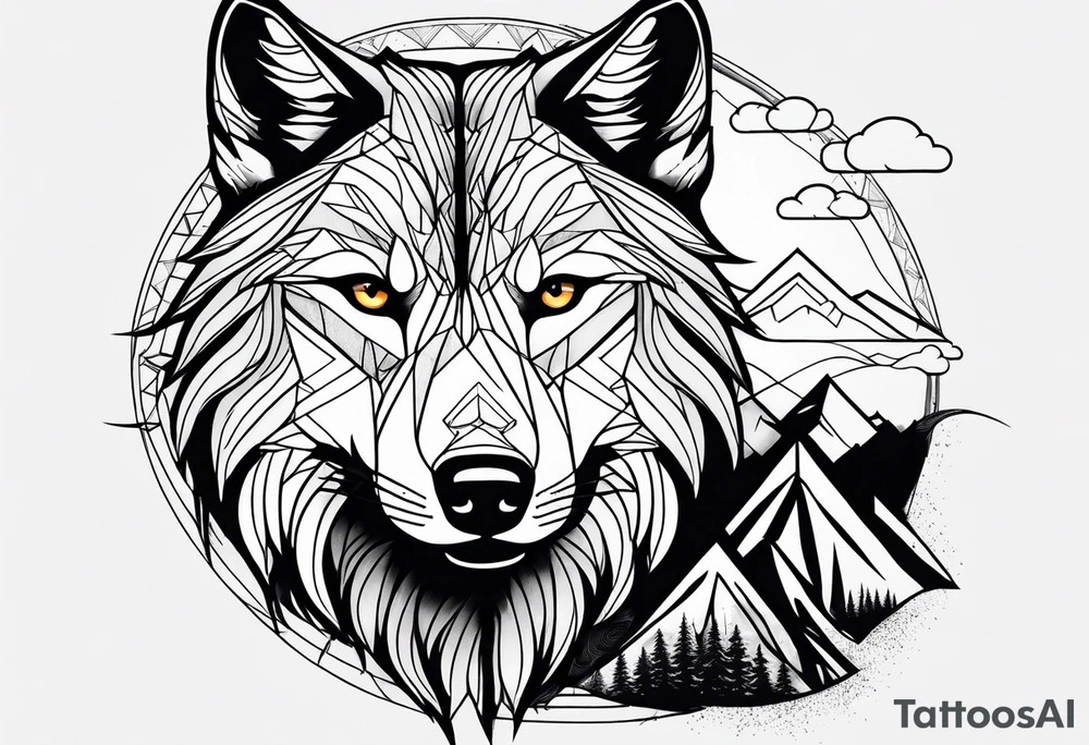 Mountains, wolf under tattoo idea
