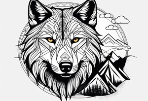 Mountains, wolf under tattoo idea