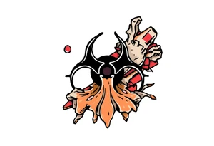 Contagion sign with toxic spill tattoo idea