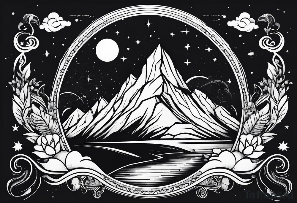 mountain and space simple line style tattoo idea mountain and space simple line style tattoo idea
