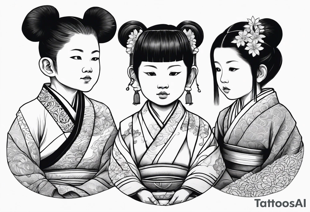 3 SMALL CHILDREN, OF DIFFERENT RACES, 8 EARS OLD tattoo idea