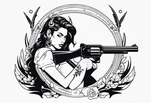 capricorn girl with gun tattoo idea
