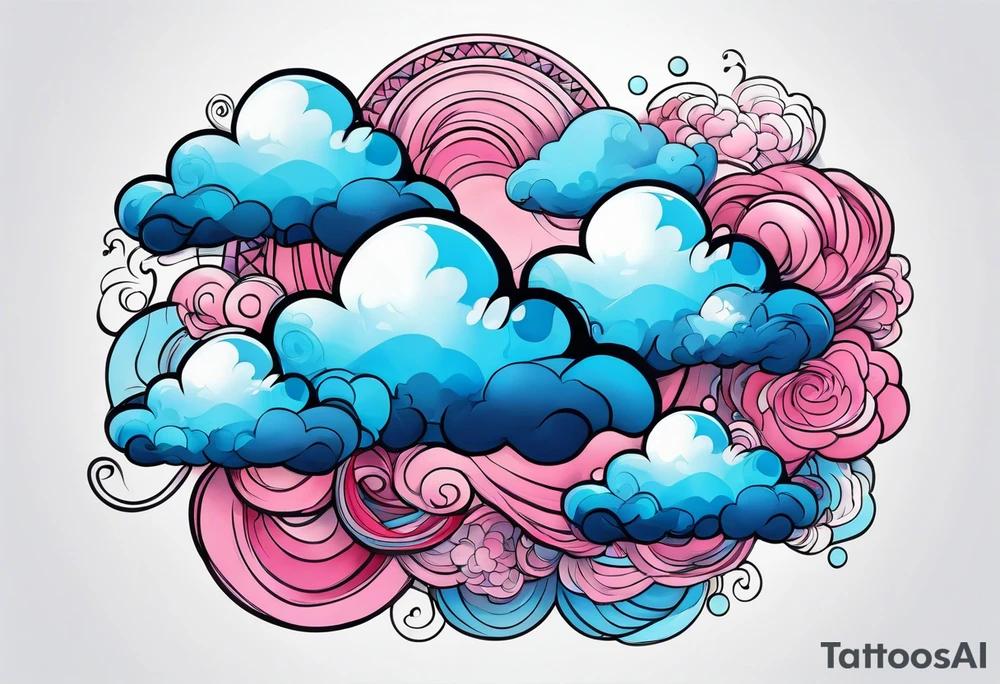 Blue and Pink Cloud tattoo idea
