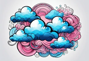 Blue and Pink Cloud tattoo idea