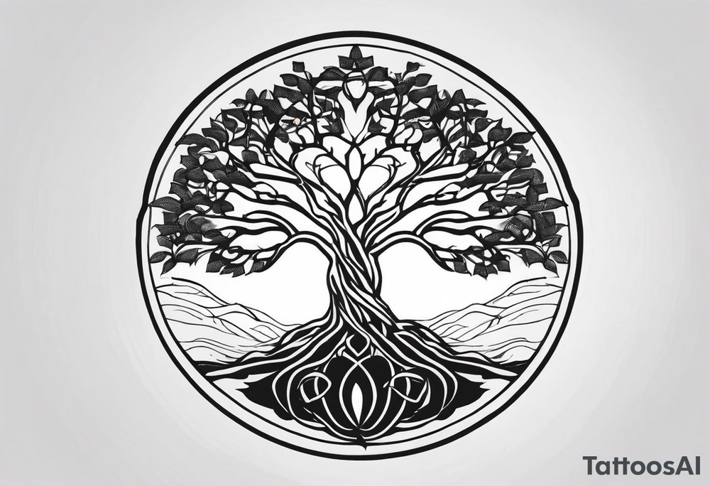 Yggdrasil without the rond shape tattoo idea