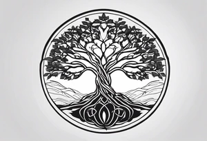 Yggdrasil without the rond shape tattoo idea