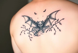 Bats,vines,river,cave tattoo idea