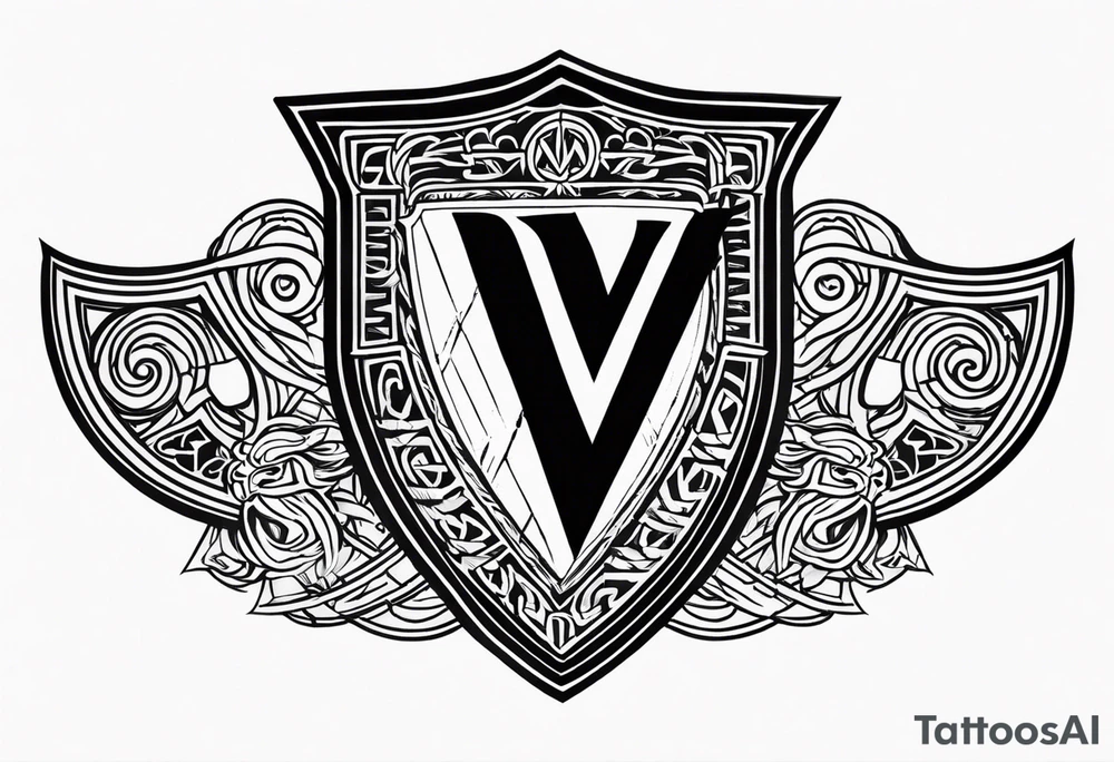 Valhalla shield sword valknut lion tattoo idea