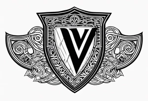 Valhalla shield sword valknut lion tattoo idea