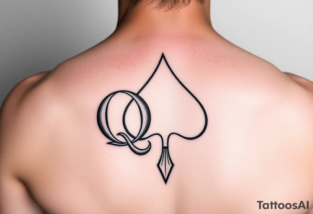 a Q and a spade sketch tattoo idea