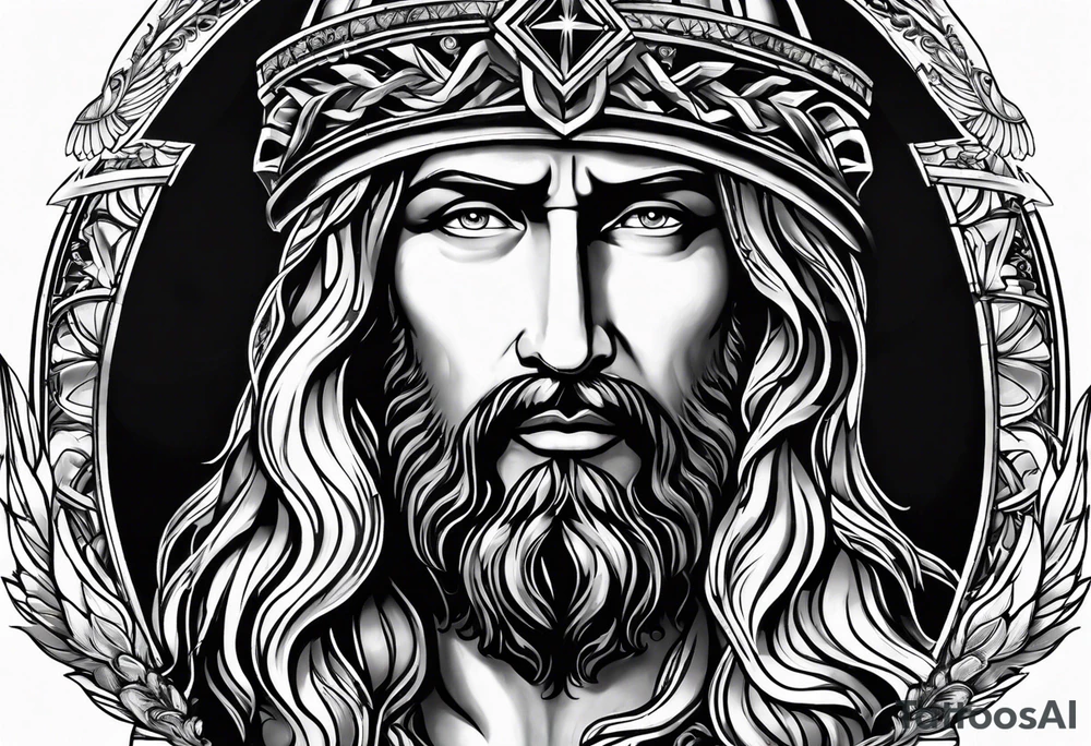 Jesus, looking at me (I am an eagle) and the holy Spirit. tattoo idea