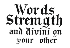 Words strength and divinity on top of each other tattoo idea