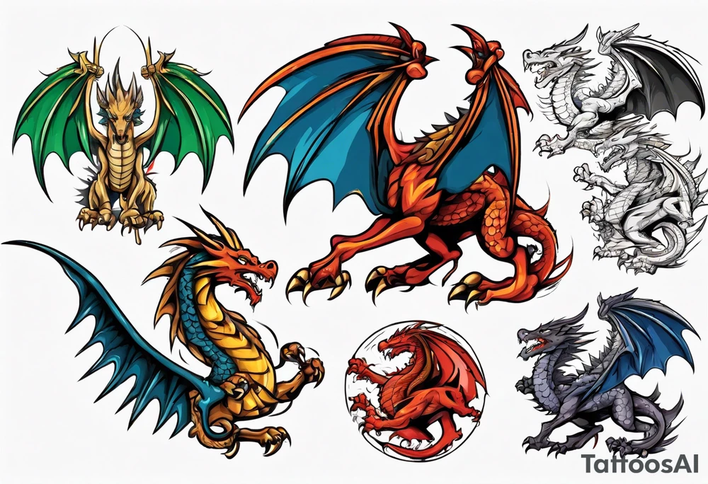 battle griffin fighting a dragon tattoo idea