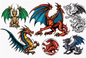 battle griffin fighting a dragon tattoo idea