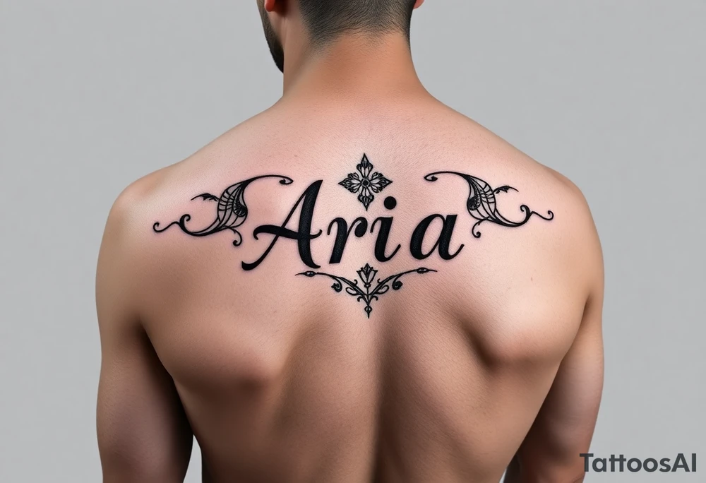Minimal name Aria tattoo idea