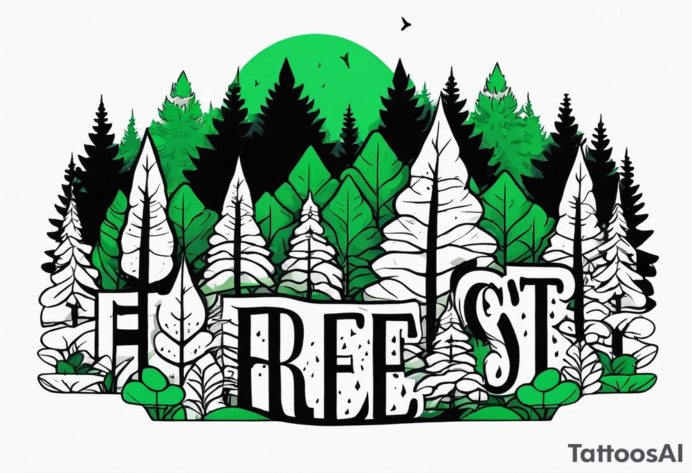 forest, green and black, no people tattoo idea