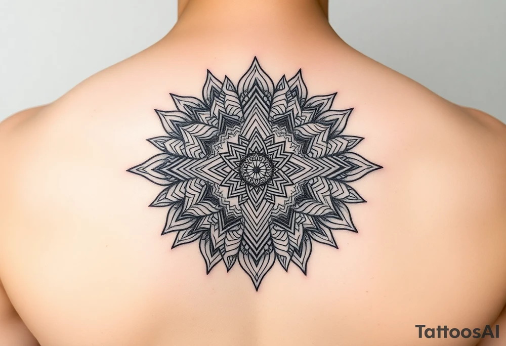 intricate mandala with sacred geometry and cosmic elements tattoo idea