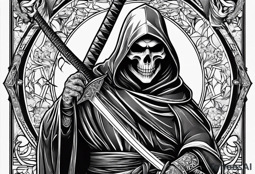 grim reaper with katana tattoo idea