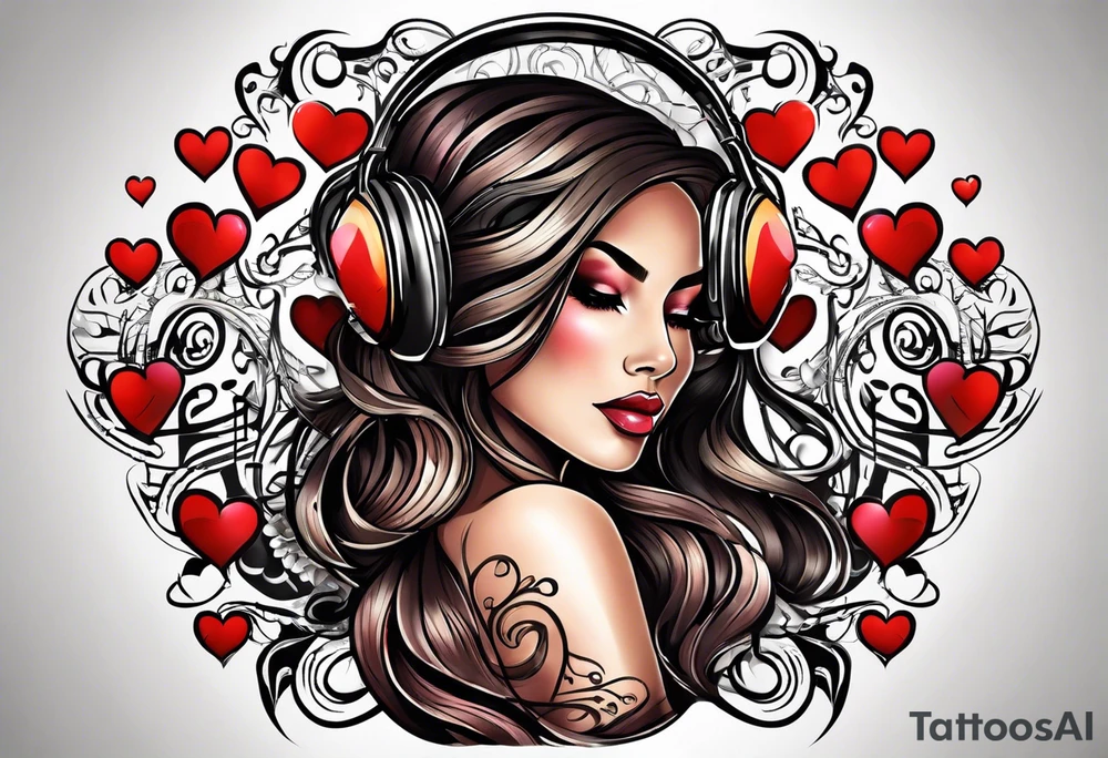 Kevonne with hearts and music notes tattoo idea