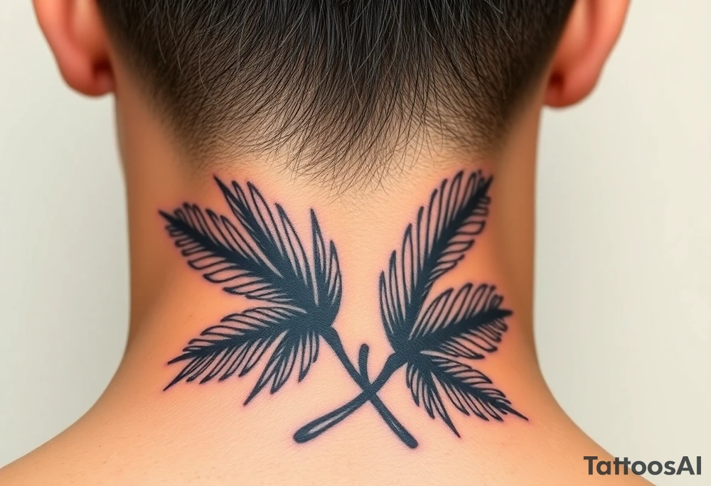 large woven palm leaves tattoo idea