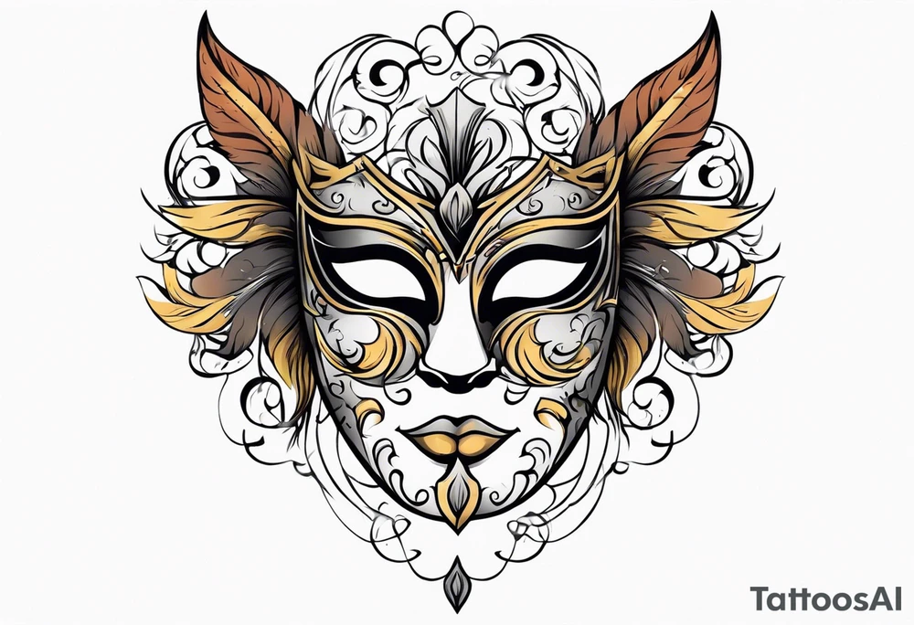 Male masquerade mask with smoke tattoo idea