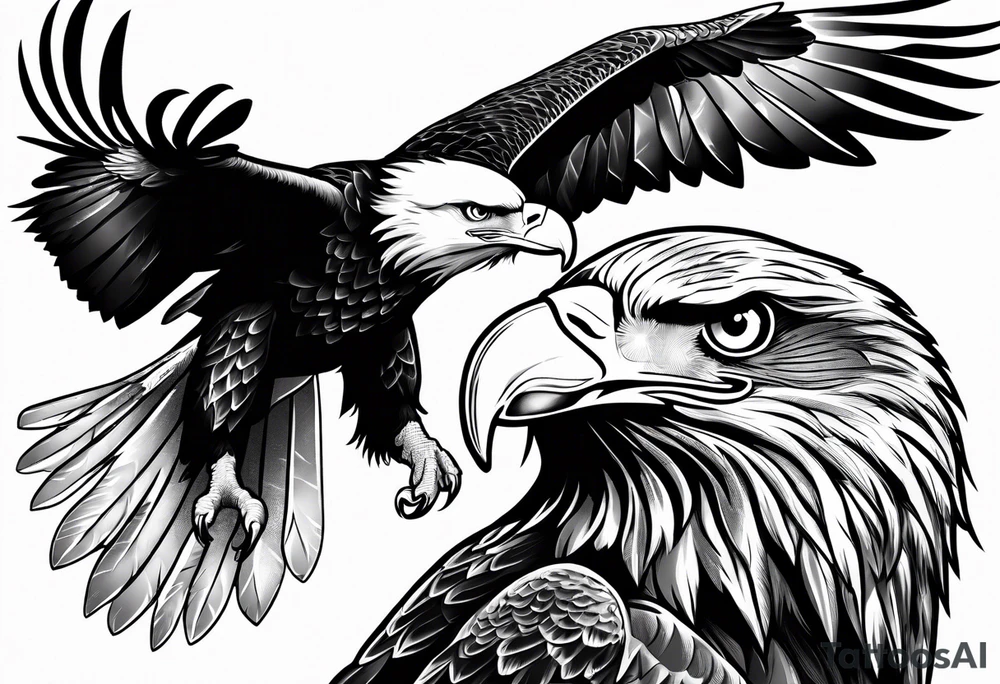 eagle fighting predators tattoo idea