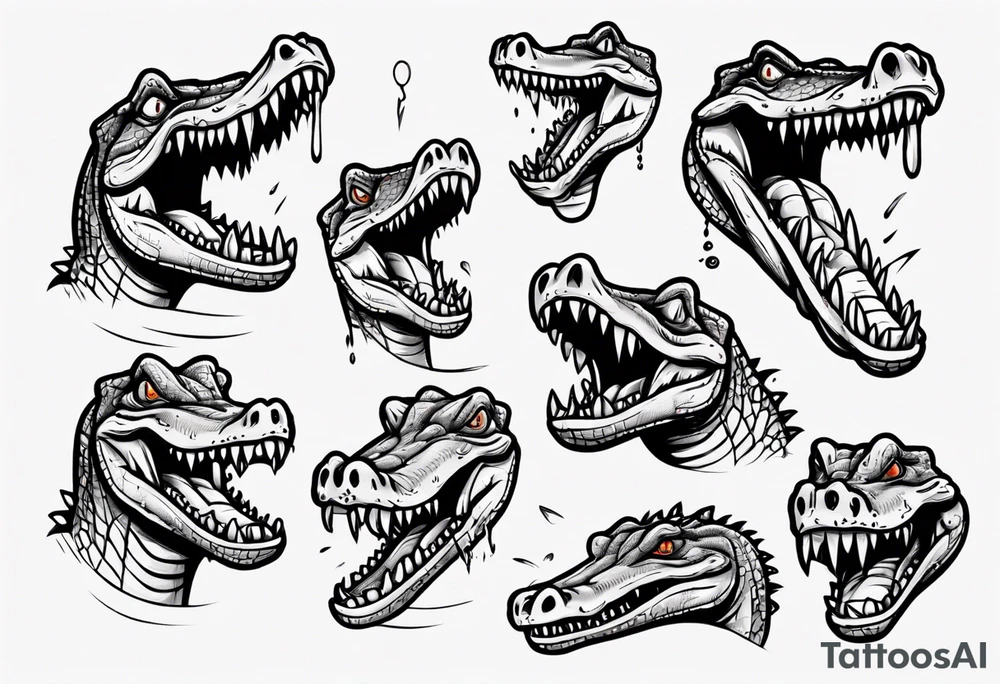 cartoon crocodile crying tattoo idea