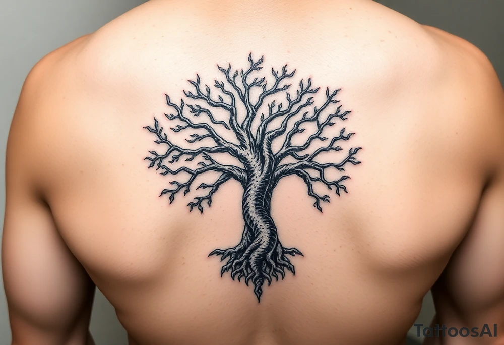 tree of life with a dragon encircling it. tattoo idea