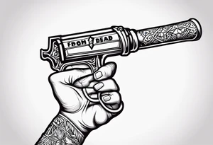 Hand holding a meth pipe. 
Underneath the hand the text,  'from my cold dead hands ' tattoo idea