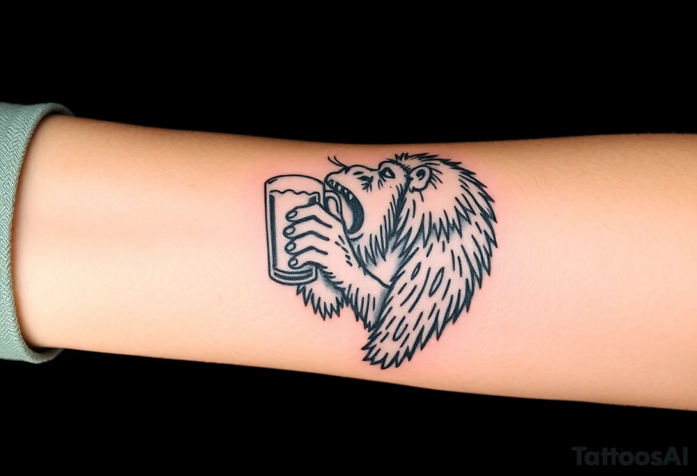 Bigfoot drinking a beer tattoo idea