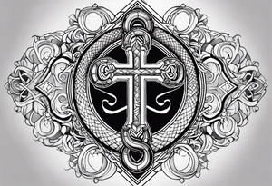 a cross with a snake around it tattoo idea