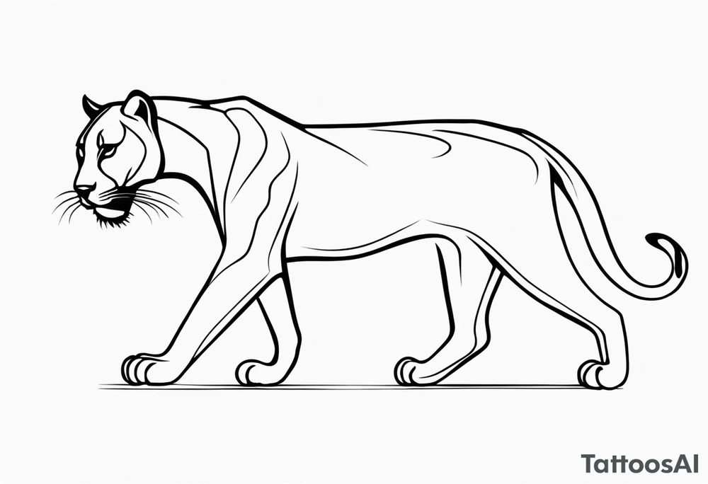 Black minimalist tattoo of a panther tattoo idea