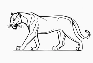 Black minimalist tattoo of a panther tattoo idea