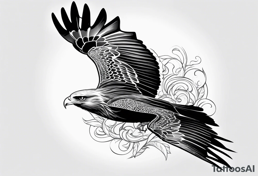 Black kite. Soft. Small. Child like. Environmental elements tattoo idea