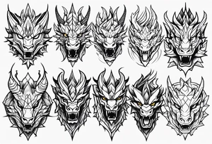 Variety dragons face flash sheet tattoo idea