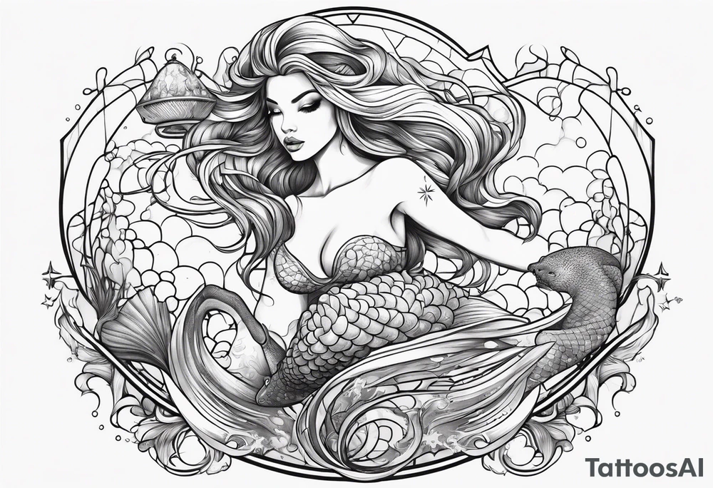 Mermaid and jelly fish boxing tattoo idea