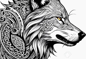 Side view Angry celtic wolf tattoo idea