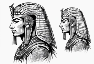 realistic egyptian warrior in profile with a sword in his hand. tattoo idea