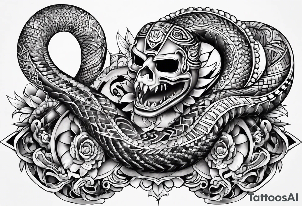 aztec snake sleeve tattoo idea