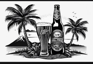 Beer Drinking 
California Palm Trees Beach tattoo idea