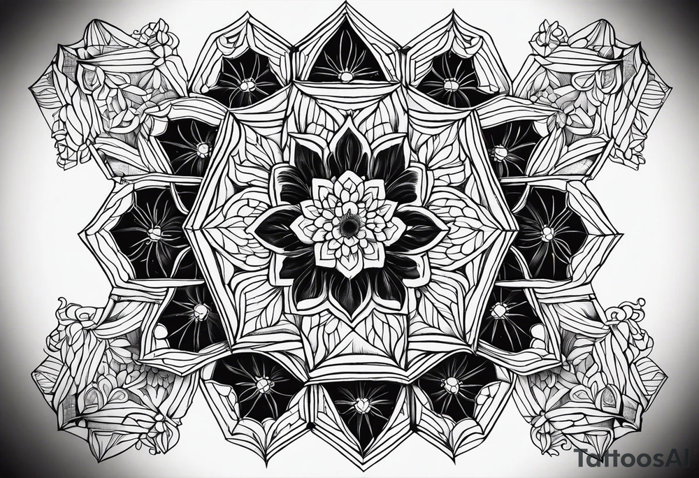 Mandala honeycomb hexagon tattoo idea